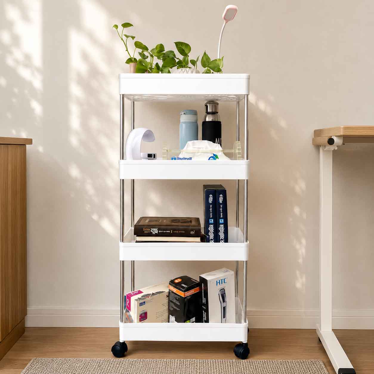 Wide Multi Purpose Trolly Rack-White